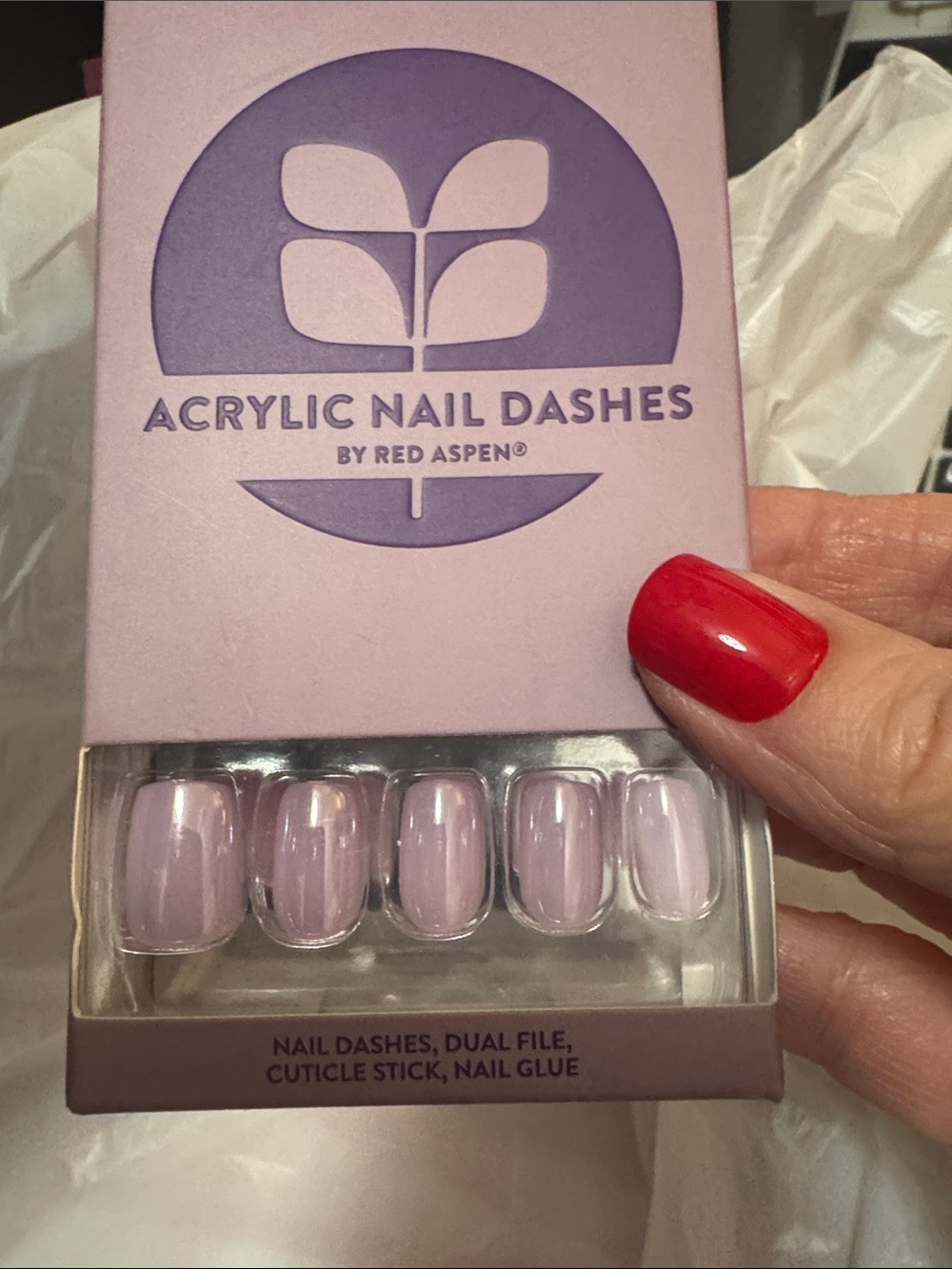 Acrylic Nail Dashes Press-On Nails in Soft Lavender by Red Aspen